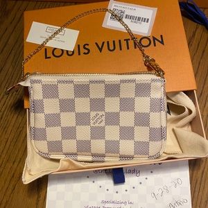 Mini pochette accessories damier azur